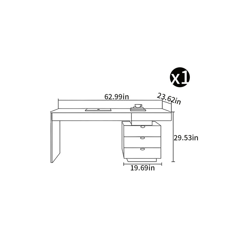 Bureau de style italien de luxe léger, H 29,53 po x l 62,99 po x P 23,62 po