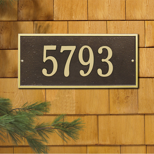 Hartford 1-Line Wall Address Plaque, Bronze and Gold, Yes
