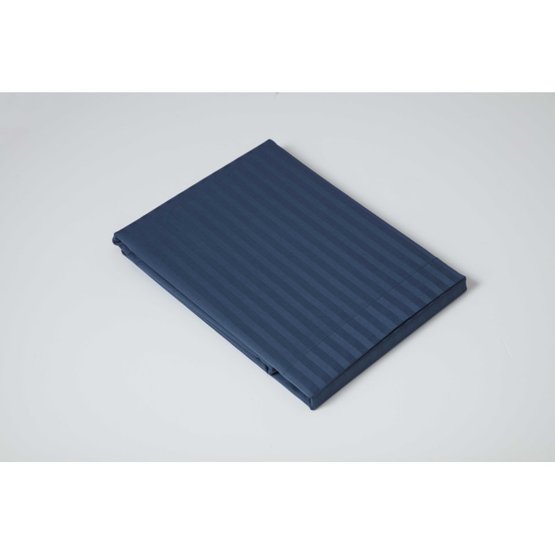 Plain Dye 540 TC Egyptian-Quality Cotton Sateen Flat Sheet, Navy, Double (4'6)