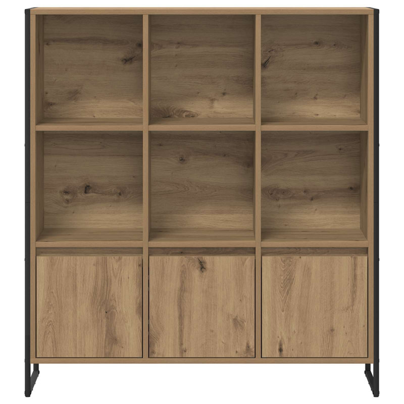 108cm H x 99.5cm W Steel Book Cabinet Bookcase, Artisian Oak