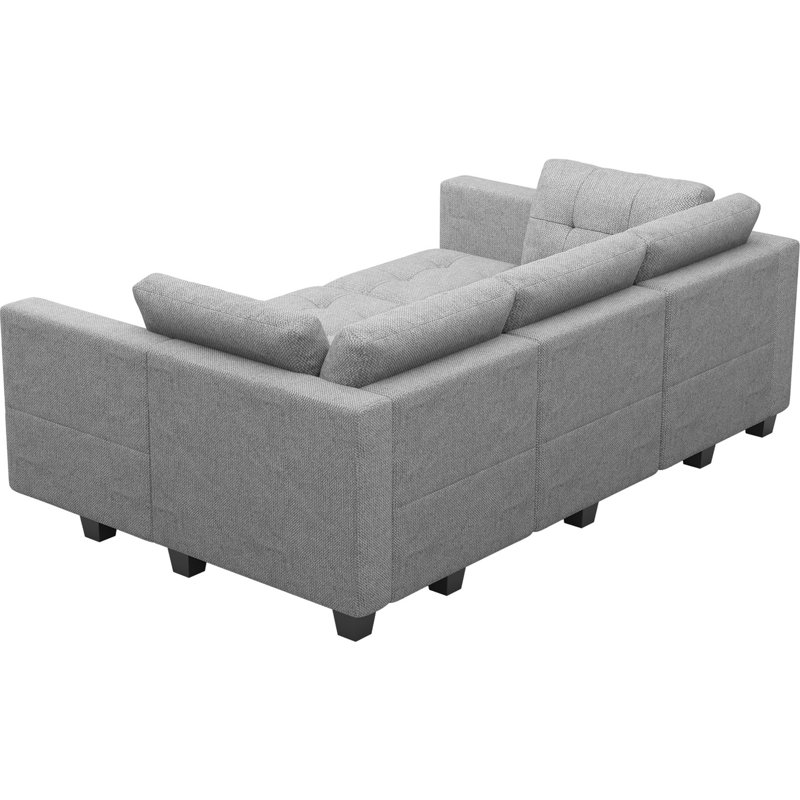 Canapé modulaire rembourré 7 pièces Soneson, Lin gris foncé