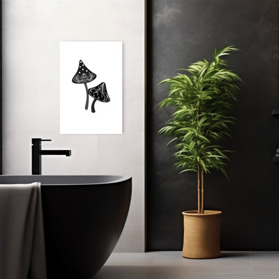 Reproduction d'art mural fantaisiste champignon noir