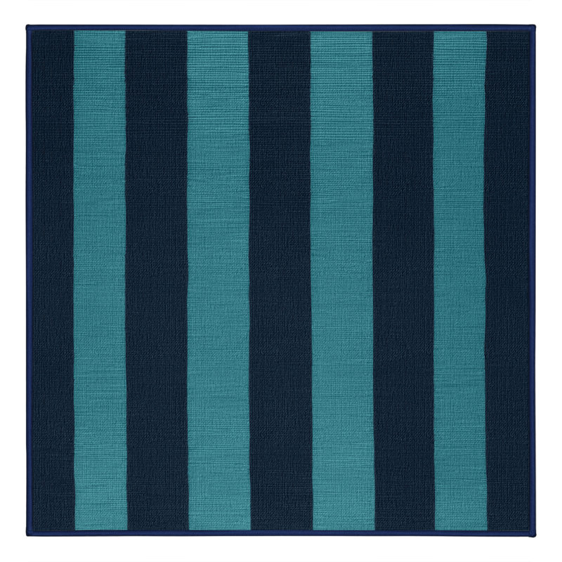 Machine Washable Checkered Blue Area Rug, Square 6'