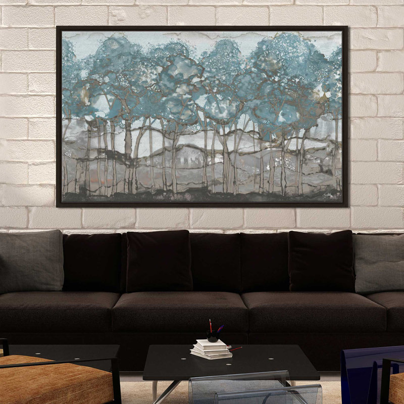 " Muted Watercolor Forest " by Elizabeth Medley, 21.5" H x 33.5" W x 2" D, Espresso Framed