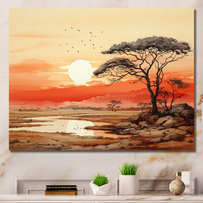 Orange, jaune, paysage africain, impressions sur toile