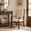 Chaise de cuisine en bois tourné French Country, chaise de salle à manger rembourrée en tissu à haut dossier avec accoudoirs, chaise d'appoint rembourrée Traditional-130836041