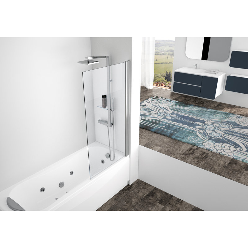 Aurora Pivot Semi-Frameless Tub Door with Clear Glass, 1500 mm x 750 mm