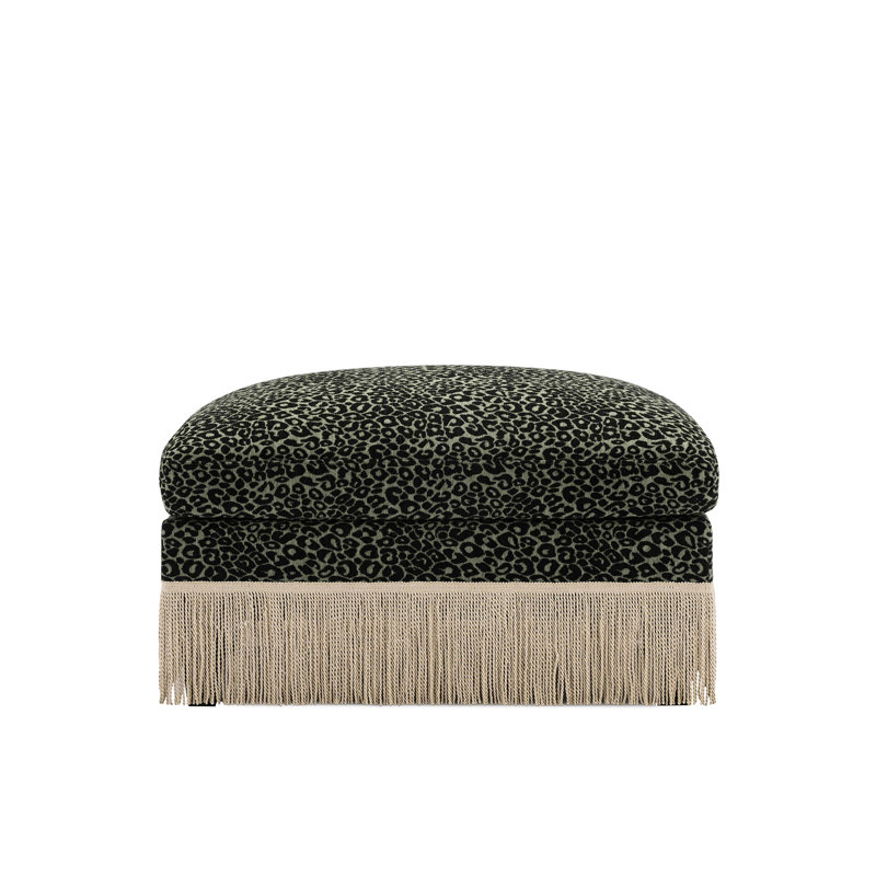 Repose-pieds en chenille léopard pour le salon, la chambre à coucher, Noir/vert