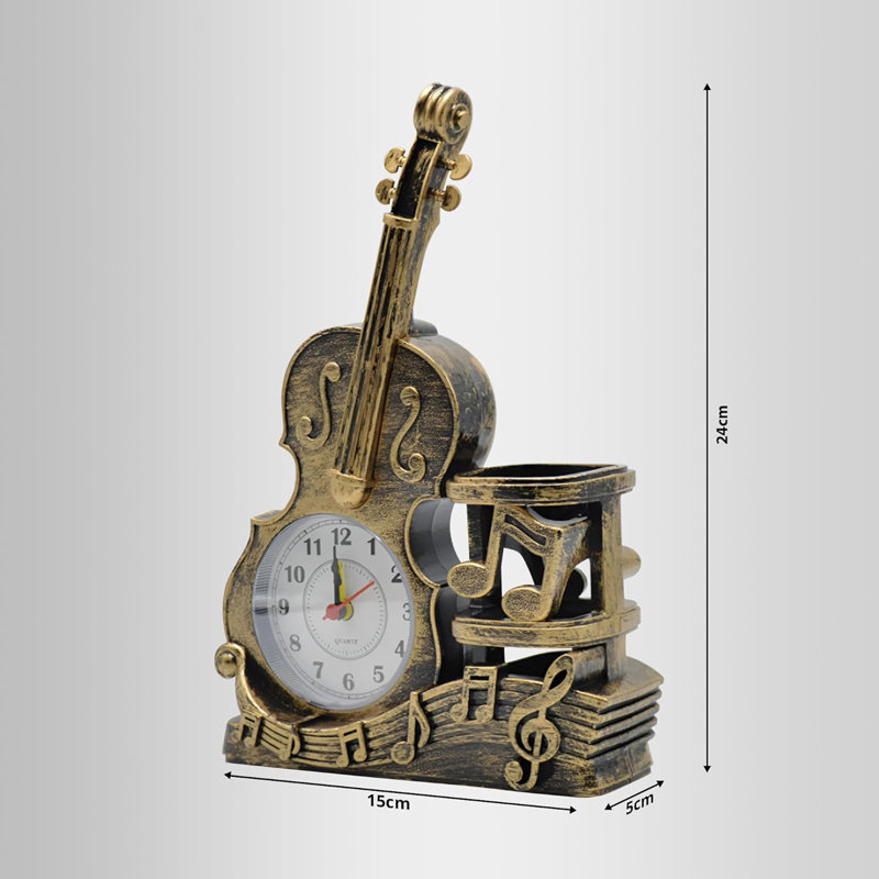 Roman Numeral Quartz Movement / Crystal Alarm Tabletop Clock Gold