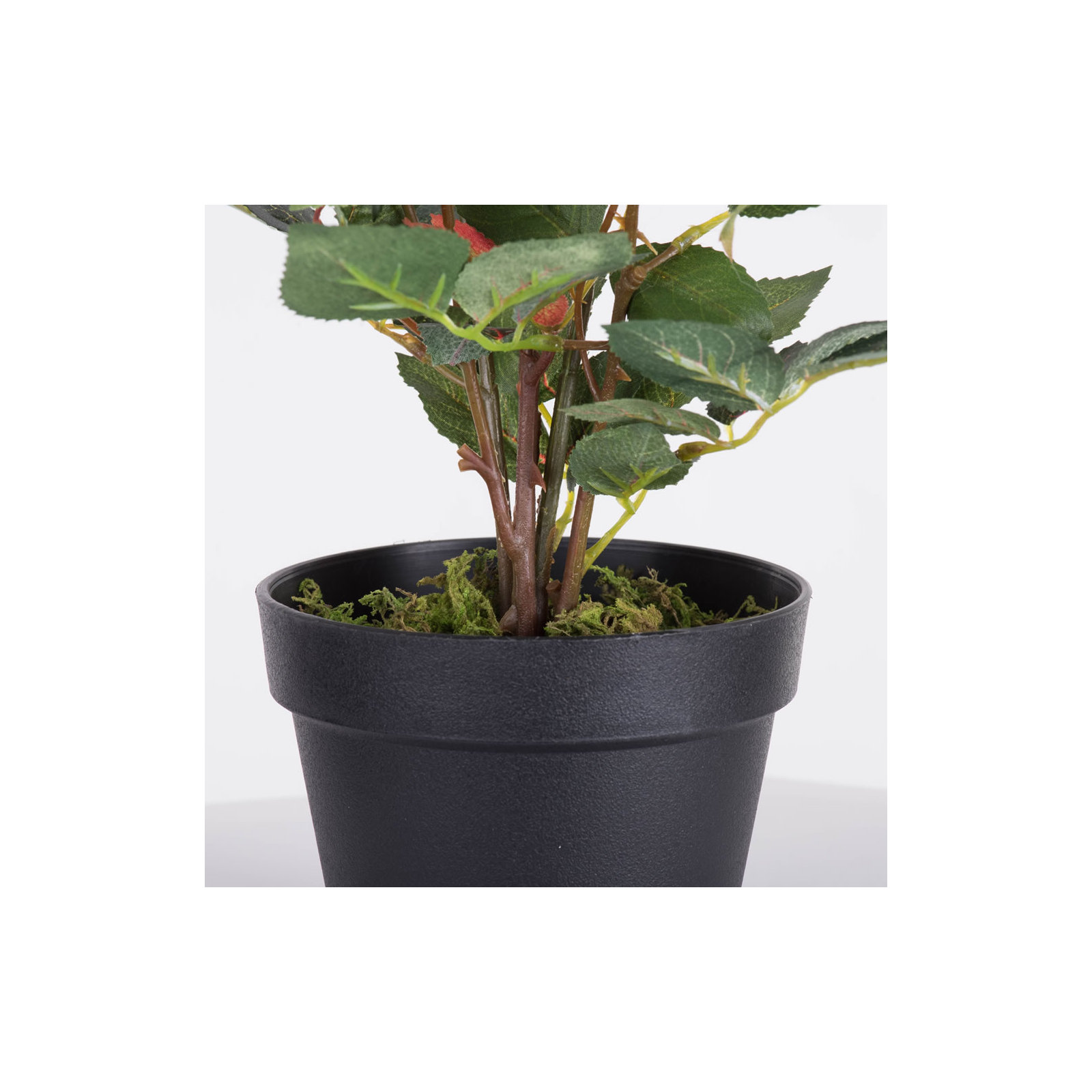 21" Artificial Yellow Rose Plant in Pot, Red