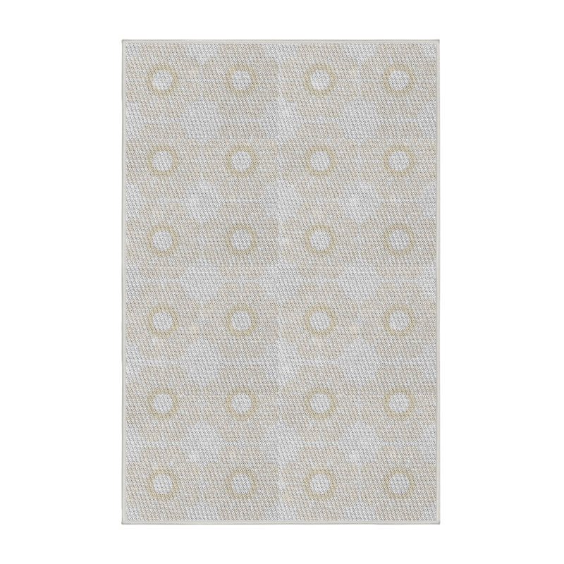 Tapis crème/gris tissé à la machine, Rectangle 6 pi x 9 pi