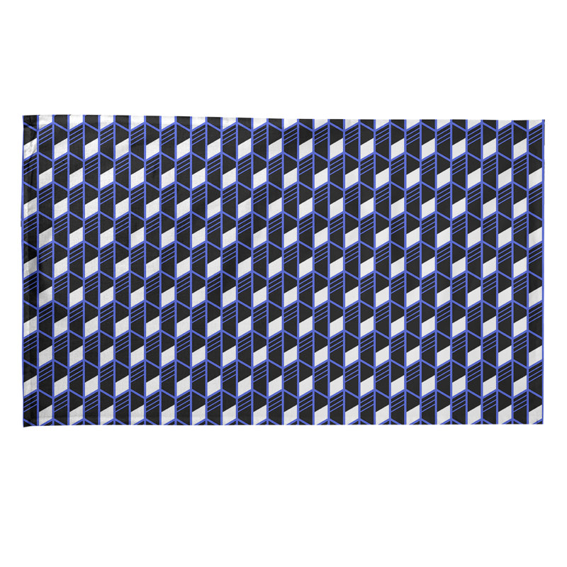 Torchon Suoz, Sergé de coton, Bleu marine / Noir