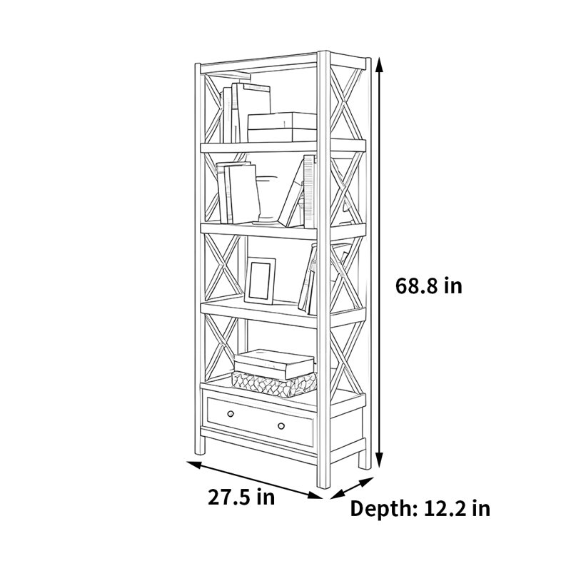 Bradburn, (4 tablettes) H 68,8 po x l 27,5 po x P 12,2 po, Blanc