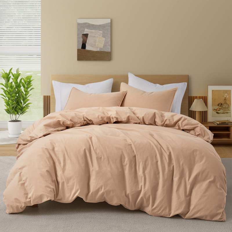 Ensemble de housse de couette en coton, Rose, Housse de couette très grand et 2 taies d'oreille