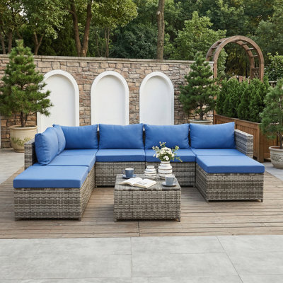 5-Person Modular Outdoor Wicker Sectional Sofa Set With Storage Coffee Table