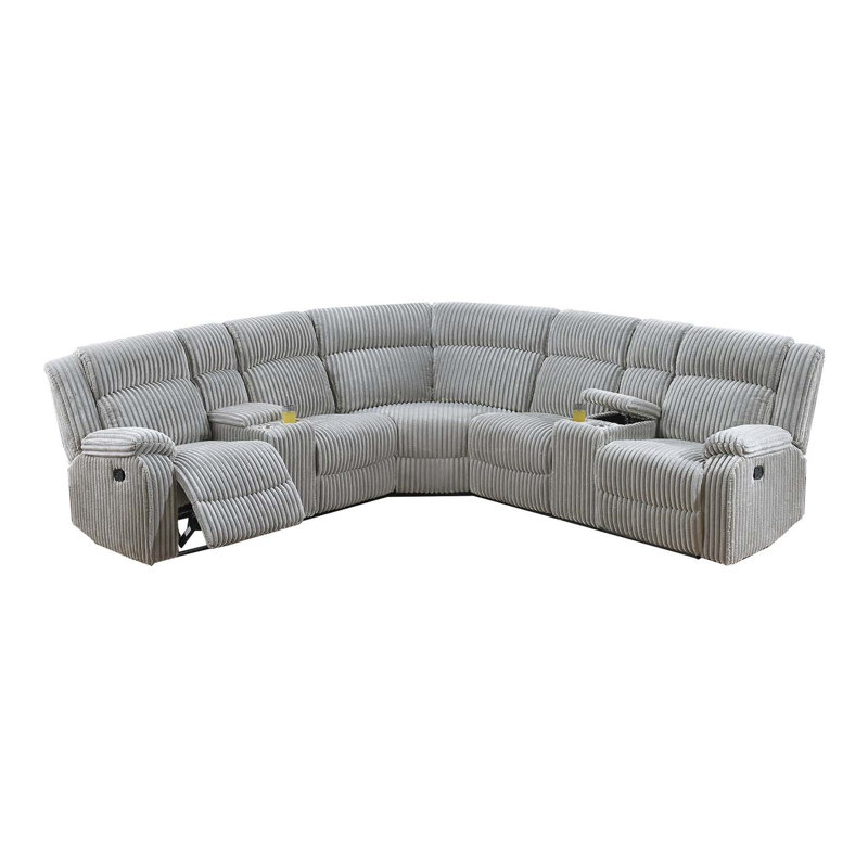 Canapé modulaire inclinable avec porte-gobelet, Velours cendré gris