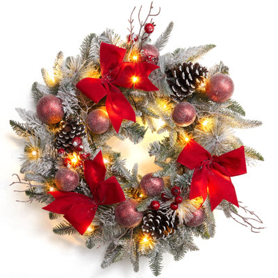 Faux Lighted 24'' Wreath