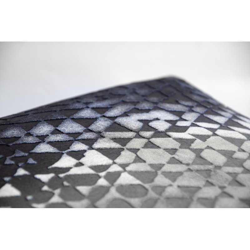 Triangles Square Velvet Pillow Cover & Insert, 20" x 20", Cobalt Black