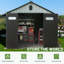 Remise de rangement extérieure en résine avec porte verrouillable, fenêtres et évents-114839606