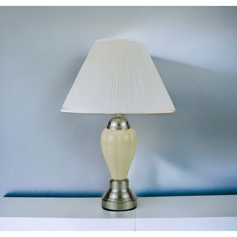 Lampe de table 1pc Elegant Crafted, Beige/Argenté, Blanc