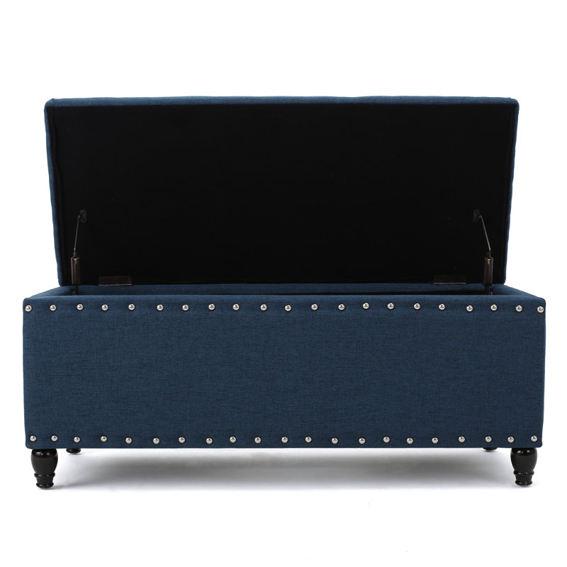 Repose-pieds Ridder avec banc et détails cloutés, Bleu marine