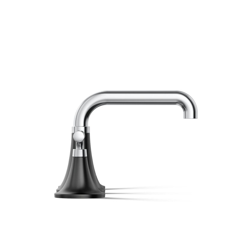 Tone Wall Mounted Bathroom Faucet, Polished Chrome/Black, 0.5