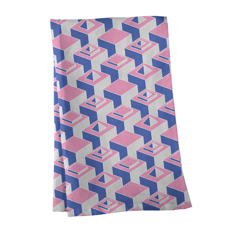 Patricia Geoffrey Tea Towel Kitchen Towel, Pink/Blue/Gray, Cotton Twill