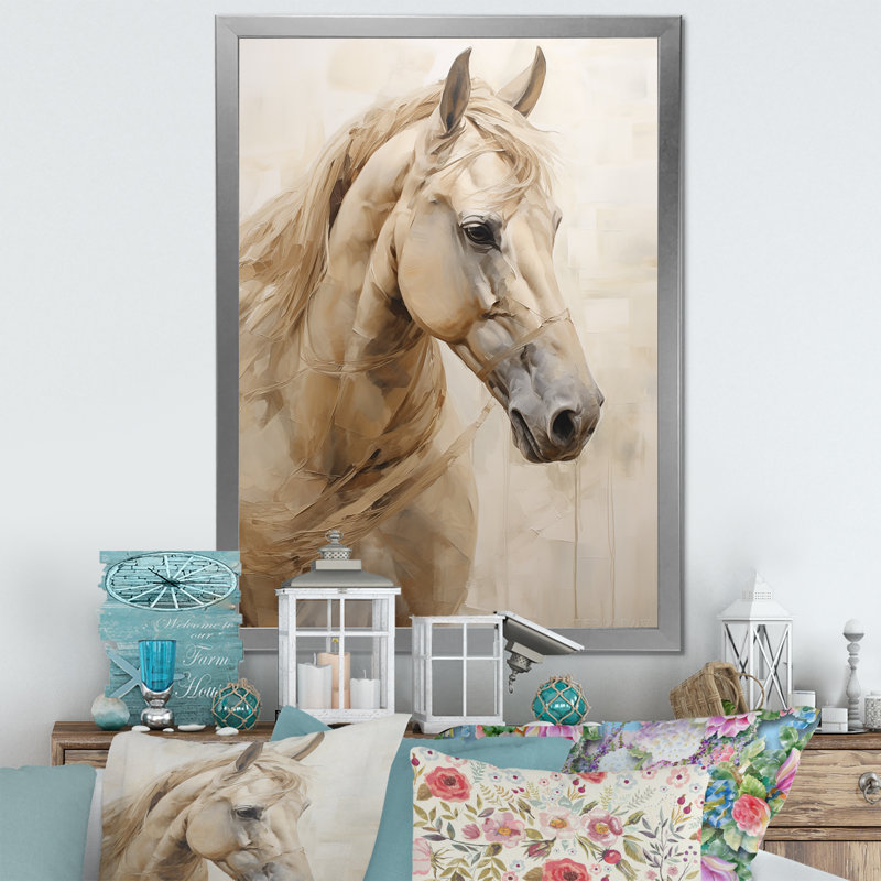 Portrait de cheval sophistiqué IV, Cadre photo argenté, H 44 po x l 34 po x P 1,5 po