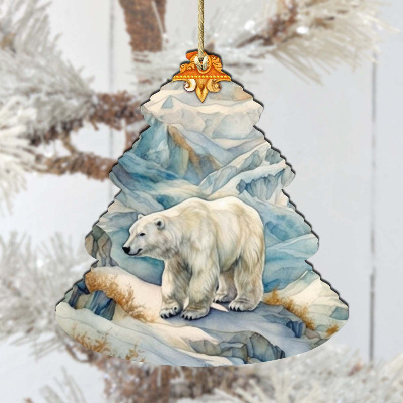Ornement en forme d'arbre de Noël en forme de ours polaire arctique par Glacier DeBrekht