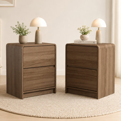Arden 22" H Modern Brown 2 Drawer Nightstand (Set Of 2)