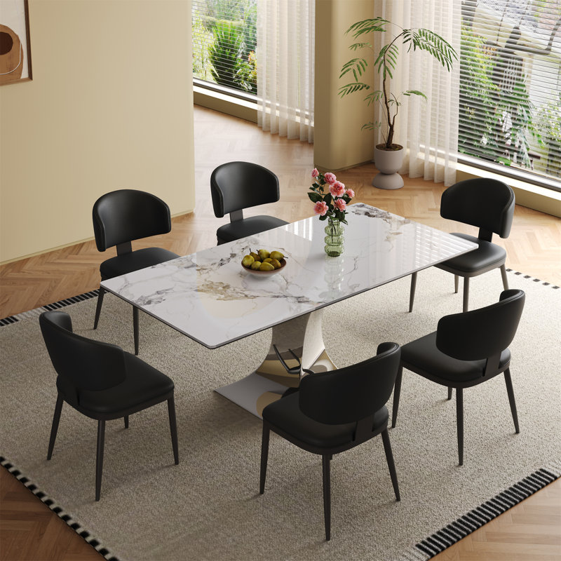 71" Rectangular Dining Table For 6-8 People, 9 Pieces: Table, 8 Chairs