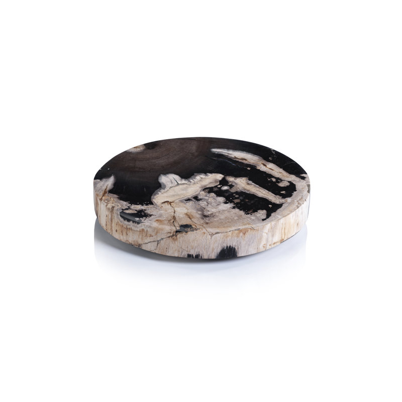 Round Petrified Wood Cheese Board with Natural Finish