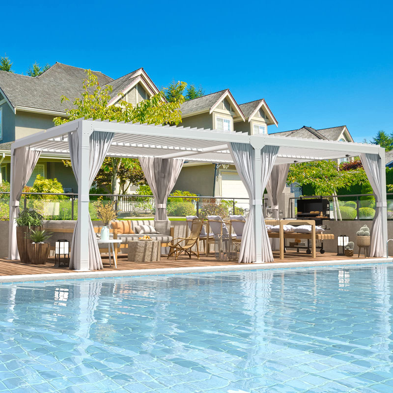 12 x 20 FT Outdoor Louvered Pergola with Adjustable Roof & Hidden Drainage – Rustproof Aluminum Hardtop Gazebo for Patio, Backyard, Deck & Garden