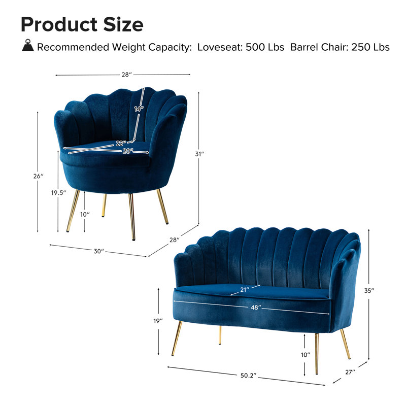 Ensemble de salon Hendrix , Velours bleu marine