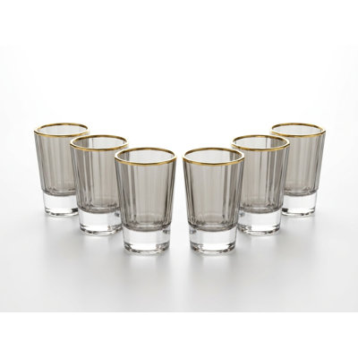Verre à liqueur Barski, gris avec bordure dorée, 2 oz, ensemble de 6