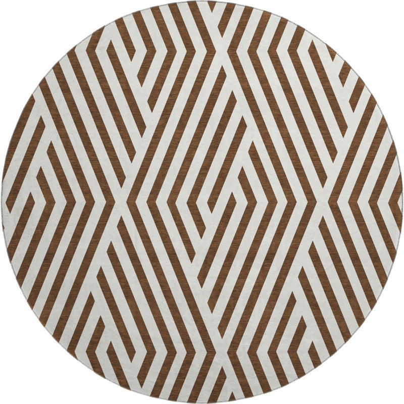 Premium Machine Washable Cerrito AMF550 Brown 2'3" x 7'6" Runner Rug, Rond 8 pi