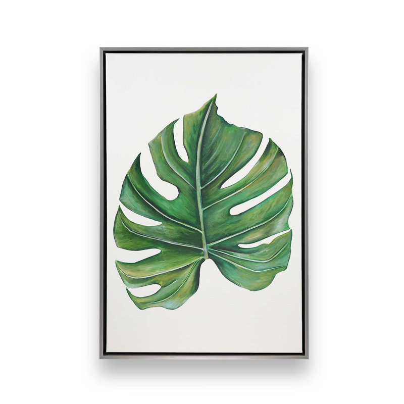 Reproduction d'art «Emerald Monstera Study» par Dollybirds, 25.25" H x 19.25" W, Toile avec cadre en chrome poli