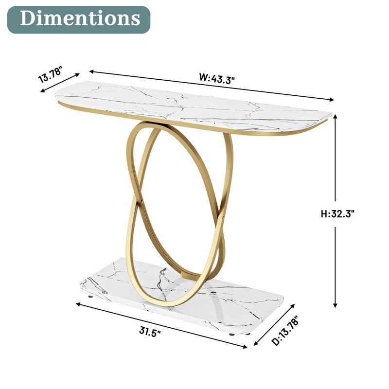 Germania 43.3" Console Table, White, Golden
