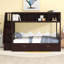 Lit superposé simple au-dessus d'un lit double avec tablettes, escalier de rangement et 2 tiroirs, espresso (VIEUX SKU: LT000228AAP-1)-1711294610