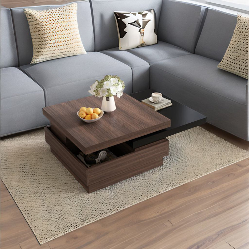 Table basse rotative, Brun / Noir