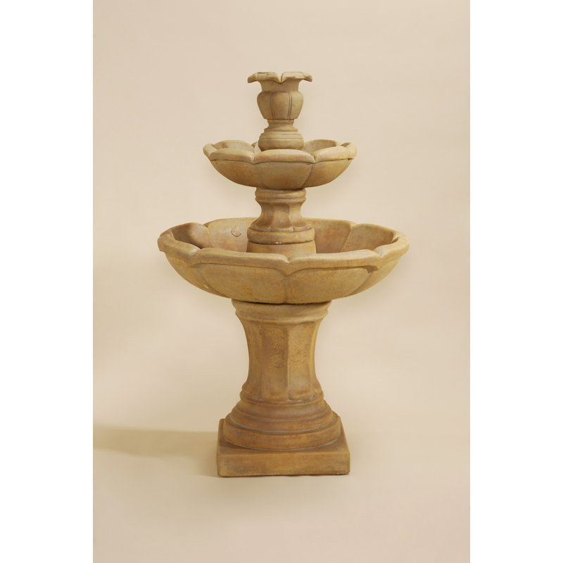 Handcrafted Outdoor Concrete / Cement Floor Fountain, 38" H x 25" W x 25" D