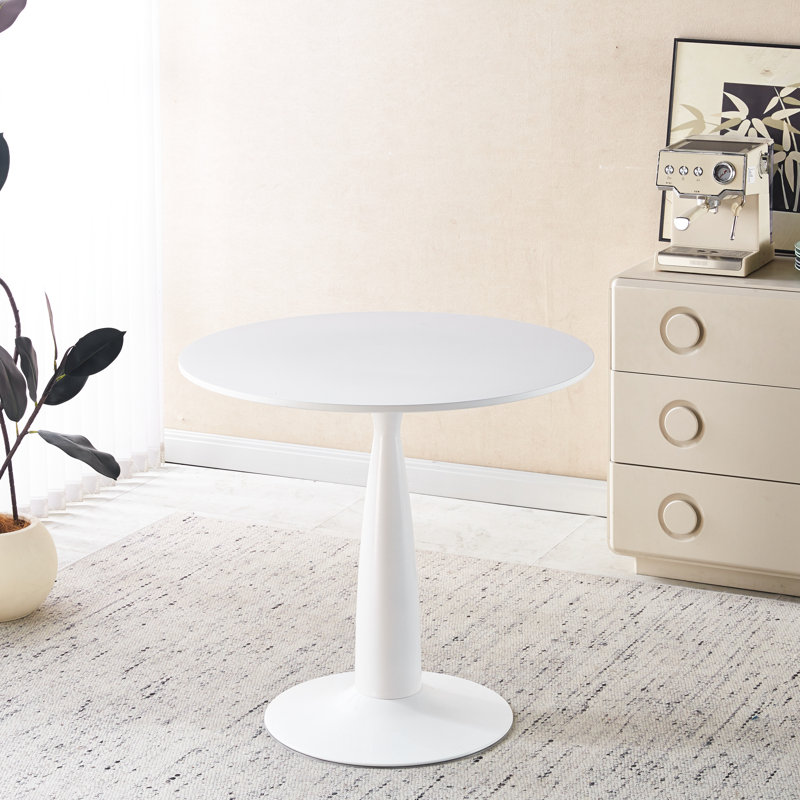 Ensemble de salle à manger 5 pièces de style Mid-Century 1+4, table à pied central avec plateau blanc pour 4 à 6 personnes, table d'appoint, simple et élégante : stable et fonctionnelle