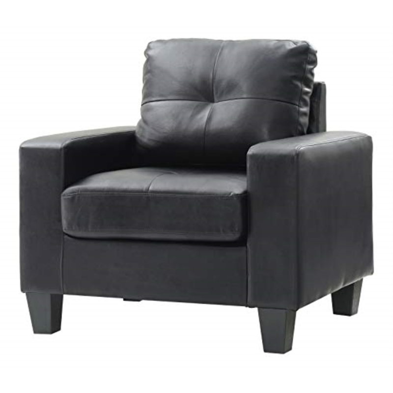 Mucci W Polyester Armchair, Modern Club Chair, Black Faux Leather
