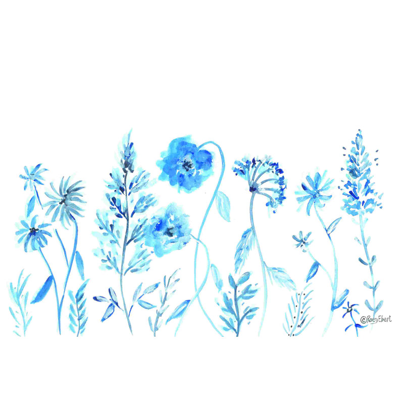 " Wildflowers In Blue ", 8" H x 12" W, No, Wrapped Canvas