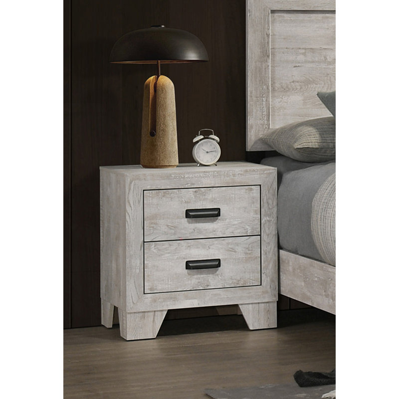 1Pc Transitional 2-Drawer Nightstand