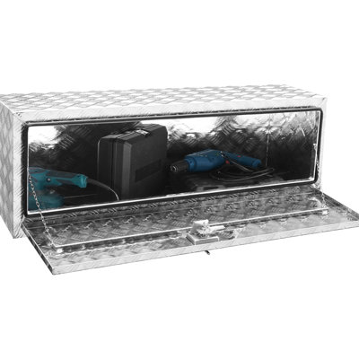 Boîte de rangement robuste en aluminium, 48 po 17 po 18 po, imperméable, verrouillable avec loquet à poignée en T, pour les camions, les remorques verrouillables, idéal pour ranger divers articles