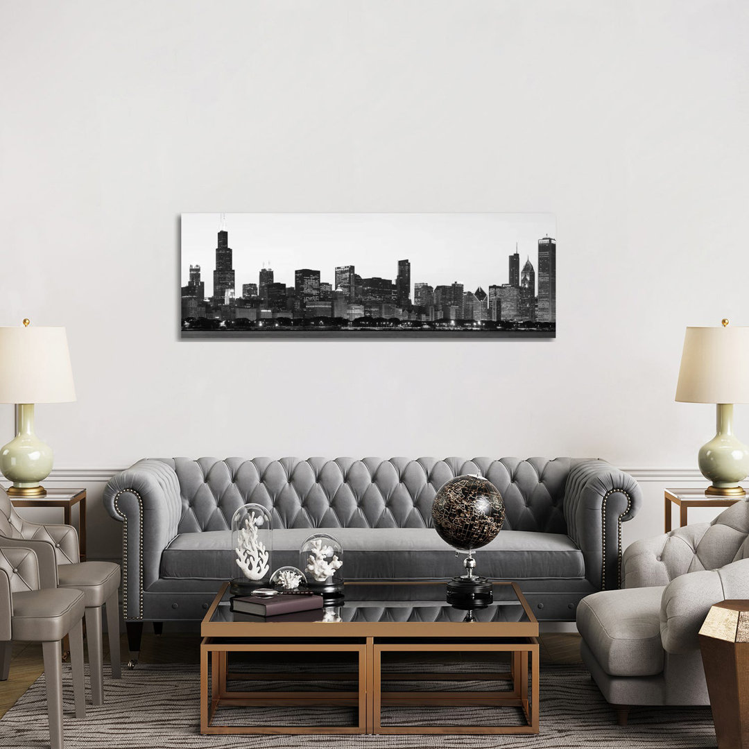 Chicago Skyline Cityscape - Wrapped Canvas Panoramic Print