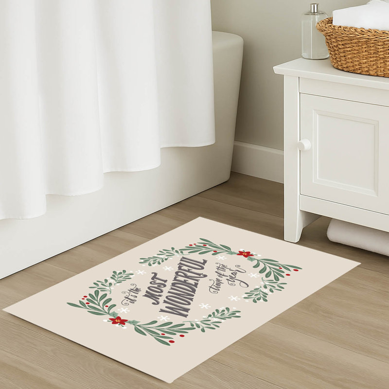 Tapis de bain «It's the Most Wondeful Time of the Year», Simple - L 24 po x l 17 po, Bouleau