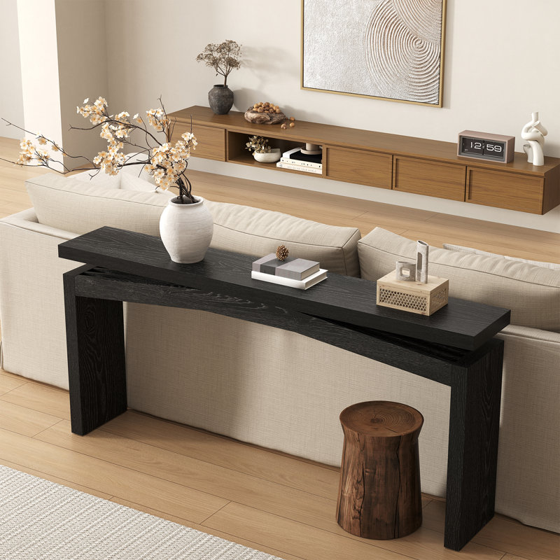 63-Inch Wood Console Sofa Table For Entryway Living Room, Black