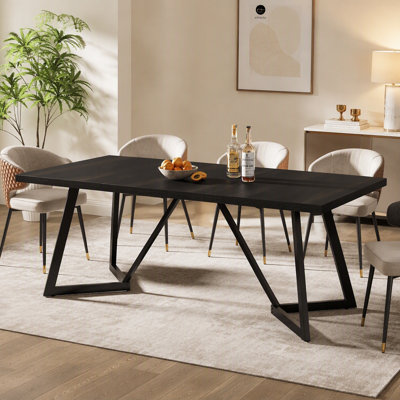 70.8" Dining Table, Modern Rectangular Kitchen Table for 6-8